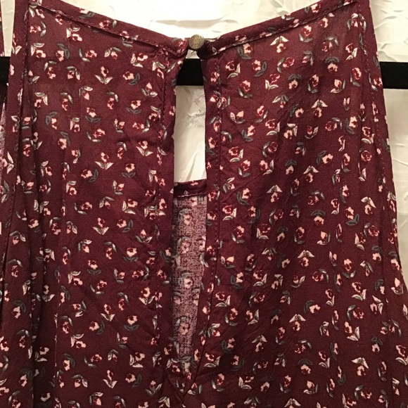 Eyeshadow Burgundy Floral Swing Dress, Size M - Picture 4 of 8